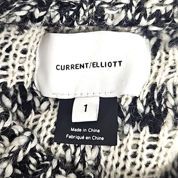Current/Elliott Cybill Womens Crew Neck Zebra Cropped Knit Sweater B & W Size S - Picture 8 of 9